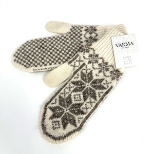 Varma Cream Gray Icelandic Pure 100% Wool Mittens Nordic Scandinavian NWT